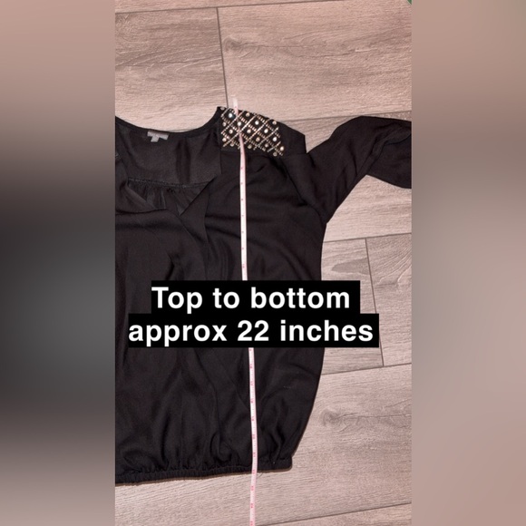 Charlotte Russe Women’s Size Medium Blouse Sheer Black Vneck Jewel Stud Detail - Picture 6 of 7